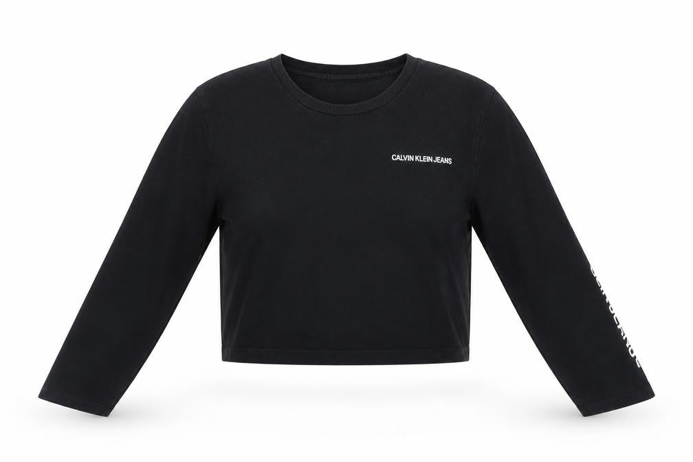 Calvin Klein Women's Black Cropped T-Shirt XS