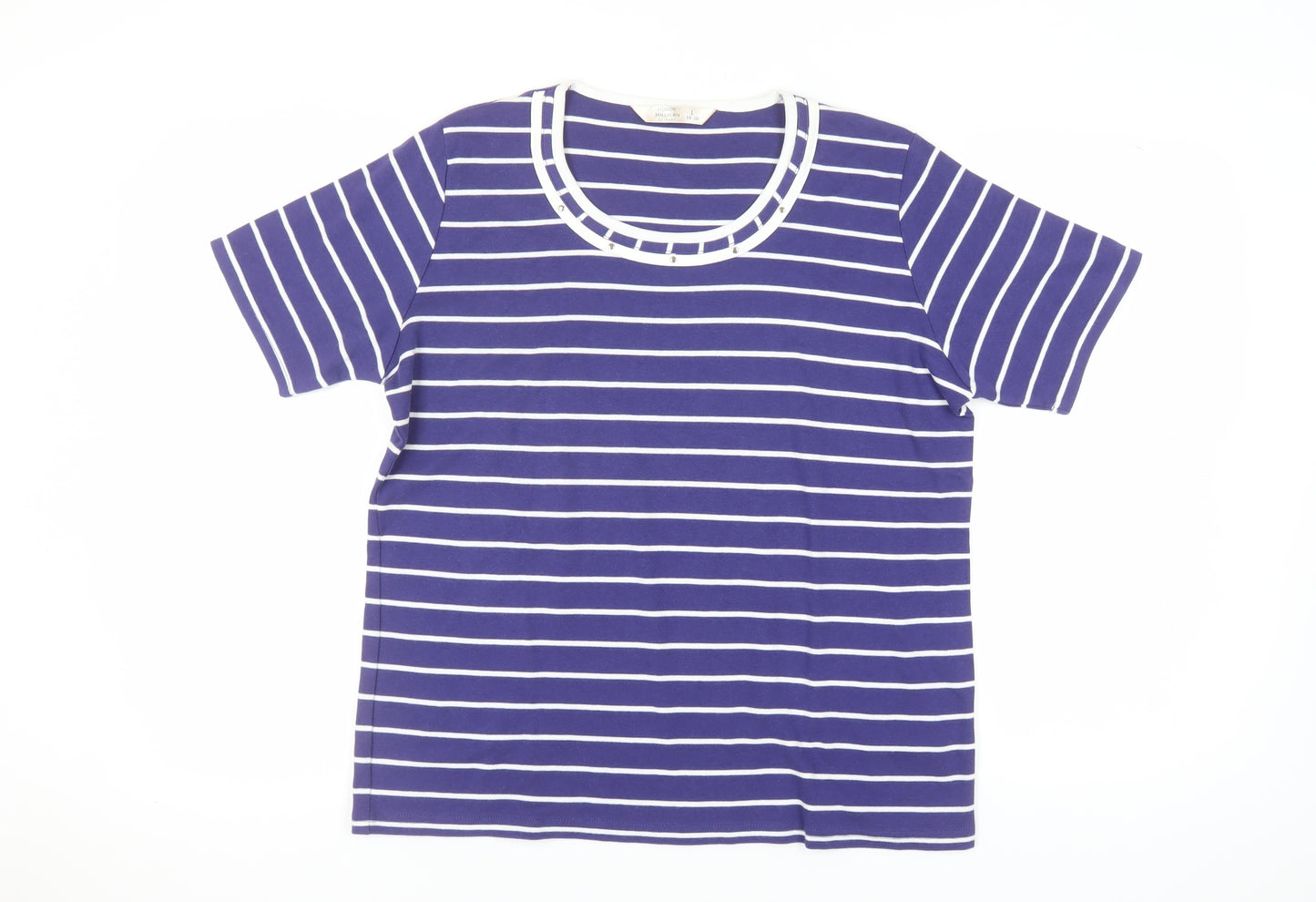 Honor Millburn Women's Blue Striped T-Shirt Size L