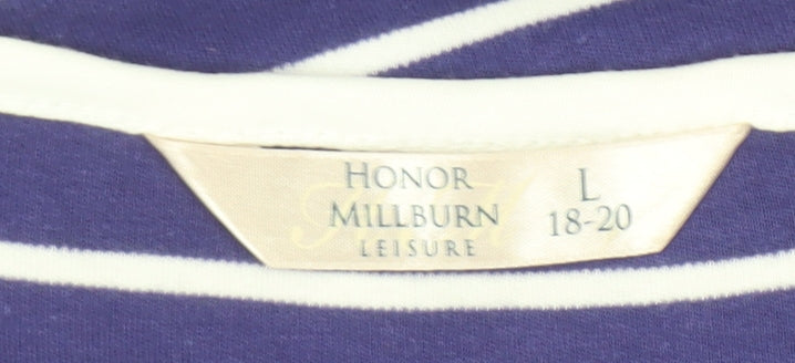 Honor Millburn Women's Blue Striped T-Shirt Size L