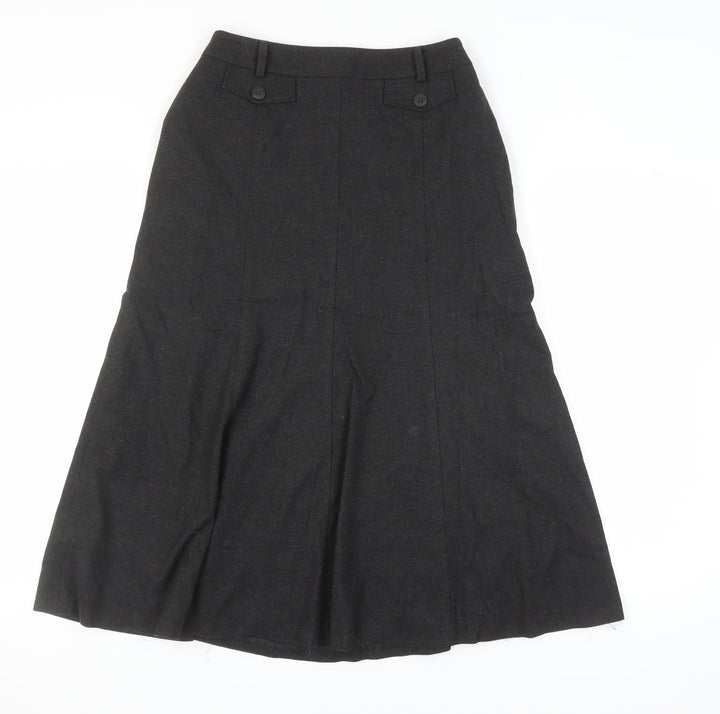 Viyella Women's Black Midi A-Line Skirt UK 8, Petite