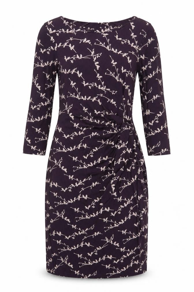 Laura Ashley Women’s Floral Multicoloured Dress - UK 8, Boat Neck, Ruched Design