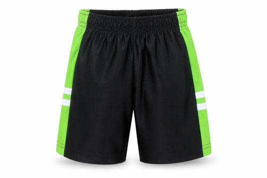 Front view of New Balance Kids' Black Green Active Shorts 12M