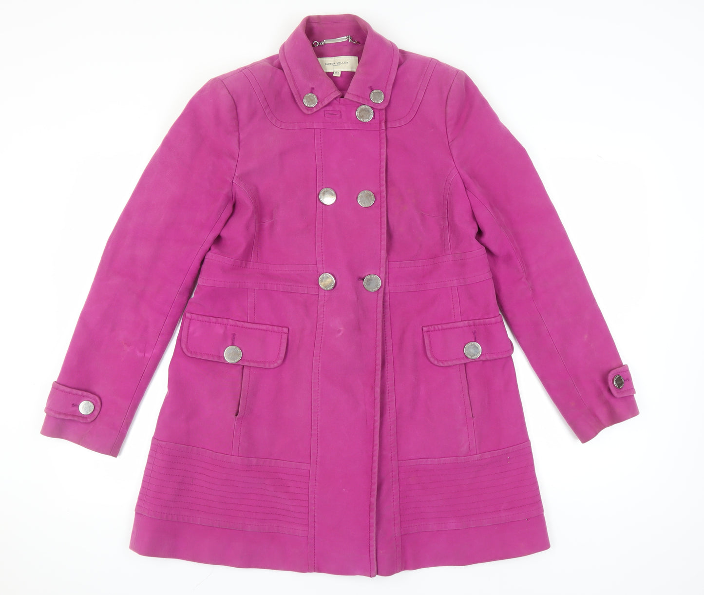Karen Millen Women's Pink Military Coat Size 14