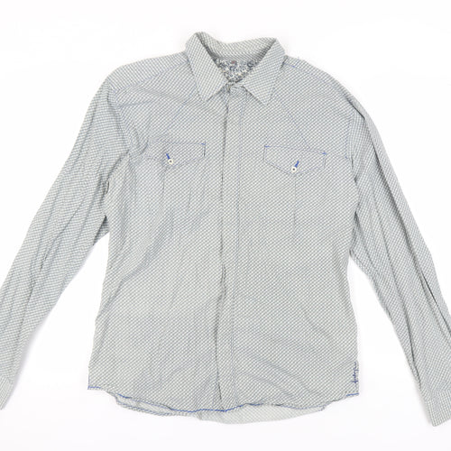 Firetrap Men's Grey Geometric Long Sleeve Shirt XL