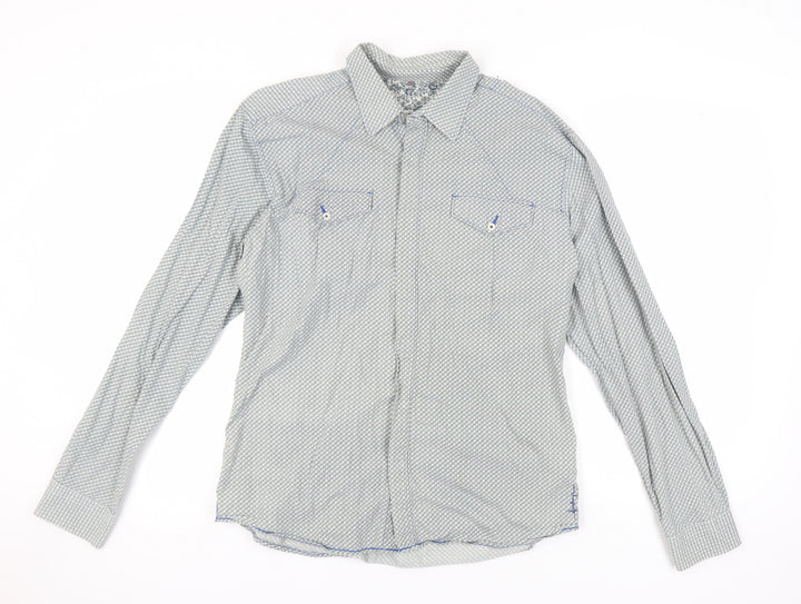 Firetrap Men's Grey Geometric Long Sleeve Shirt XL