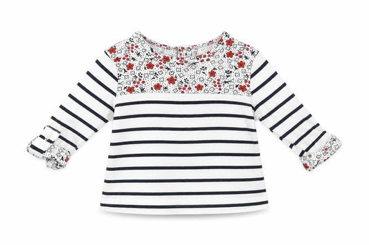 Front view of Jasper Conran unisex baby t-shirt 3-6 months multicoloured stripes