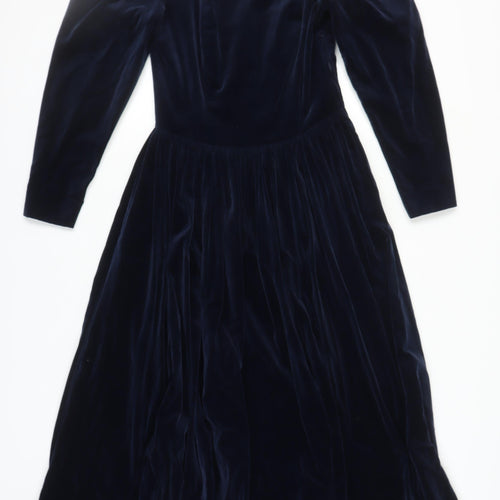 Laura Ashley Women's Blue Velvet Dress Size 12