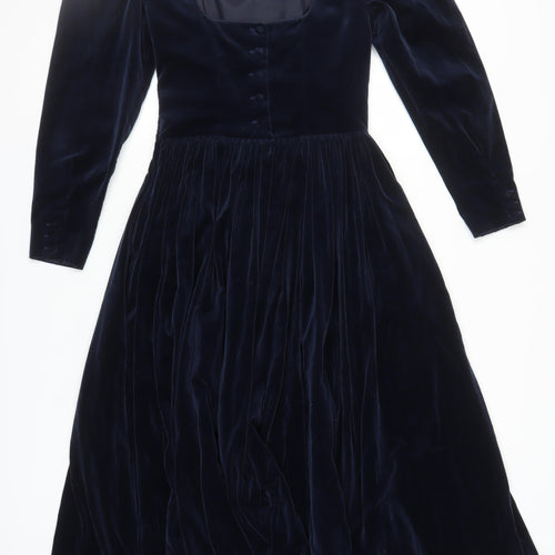 Laura Ashley Women's Blue Velvet Dress Size 12
