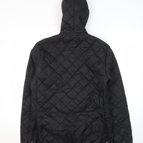 Voi Jeans Men's Black Quilted Hooded Jacket M
