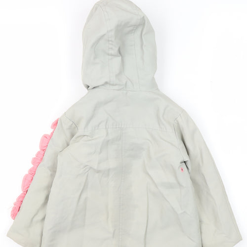 Next Girls Grey Unicorn Coat, 3-4 Years, Hooded, Lined