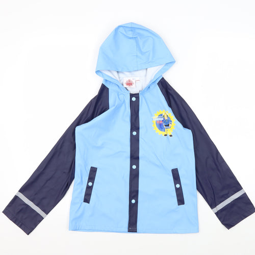 Fireman Sam Boys Blue Hooded Rain Coat 5-6 Years