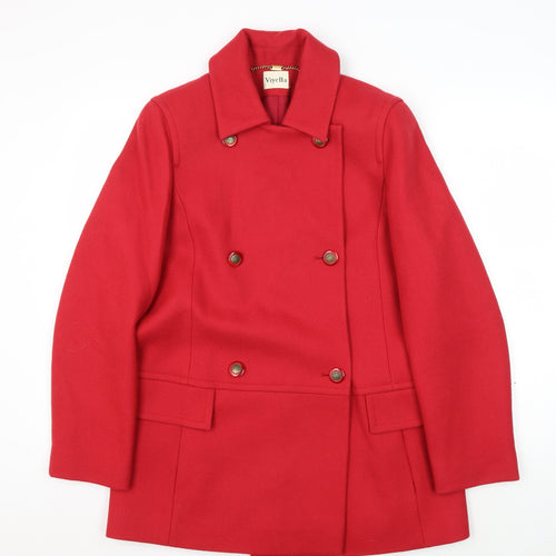 Viyella Women's Red Wool Pea Coat UK 10