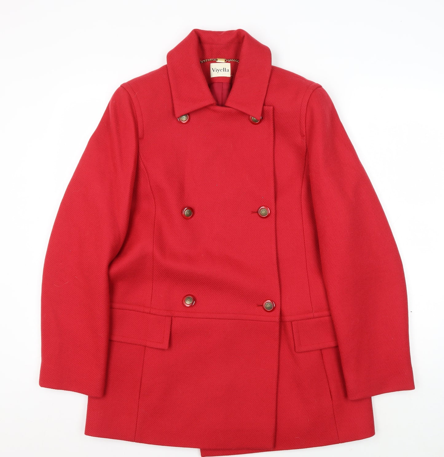 Viyella Women's Red Wool Pea Coat UK 10