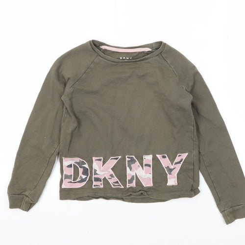 DKNY Girls Green Long Sleeve T-Shirt - Size 10 Years