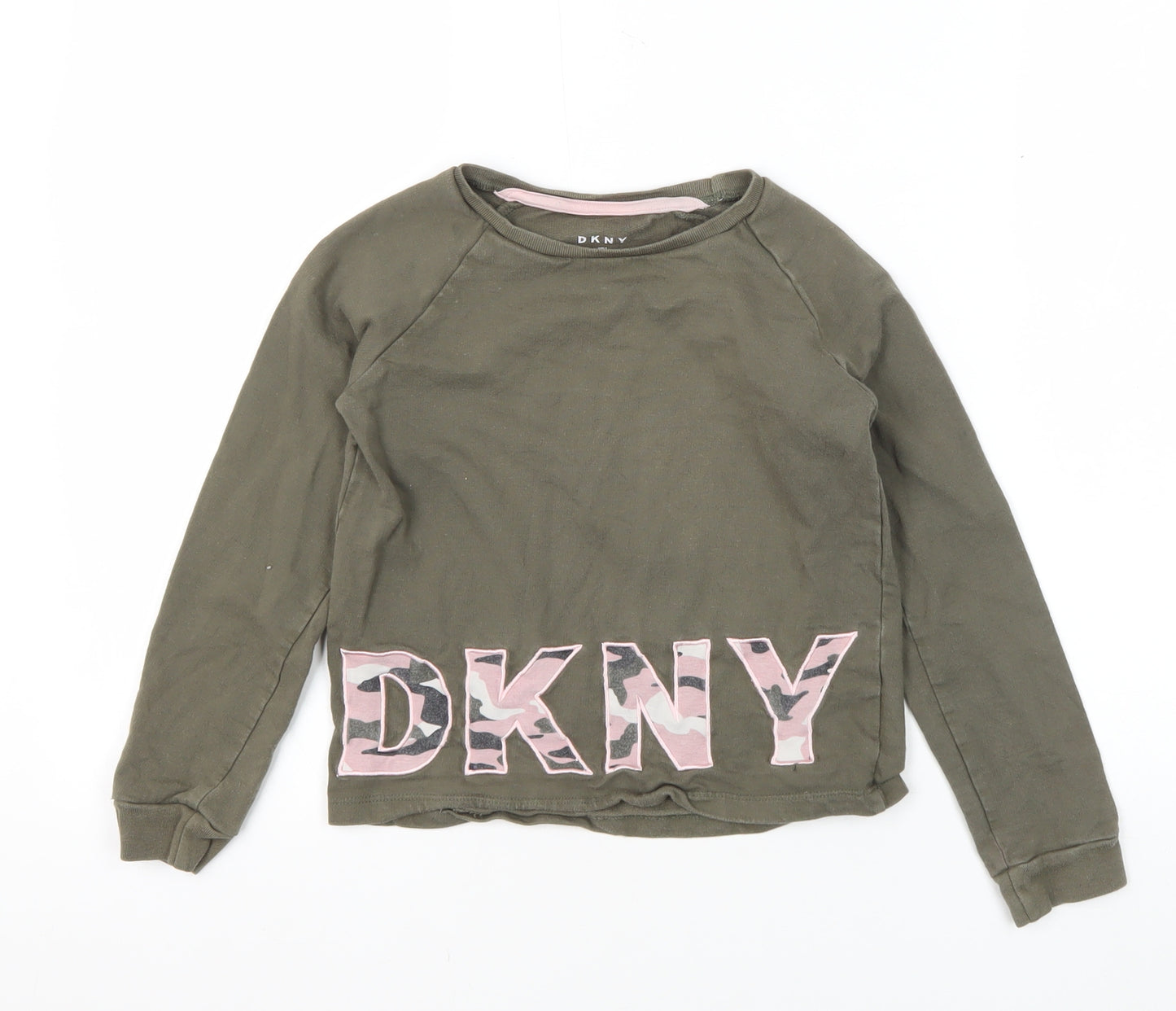 DKNY Girls Green Long Sleeve T-Shirt - Size 10 Years