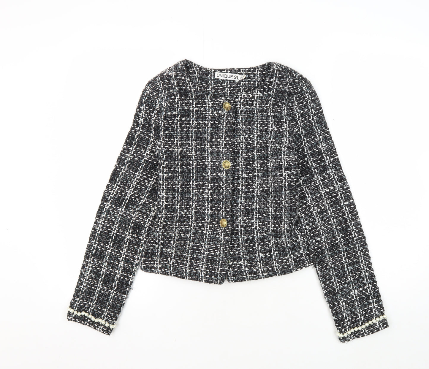 UNIQUE 21 Women's Black Tweed Jacket Size 8