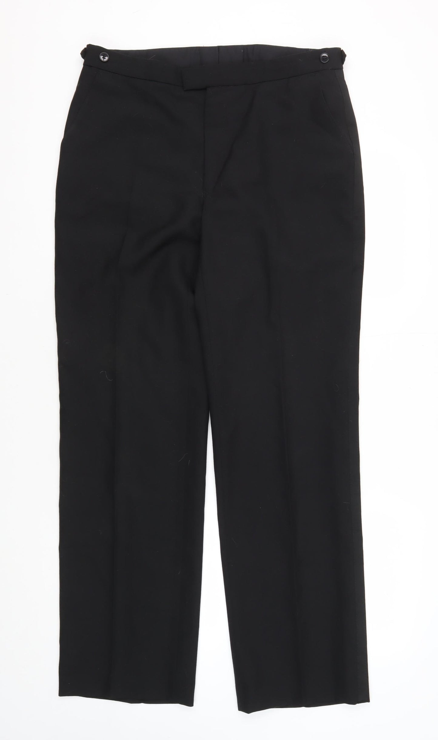 Turo Men's Black Formal Trousers, Size 34, Regular Fit
