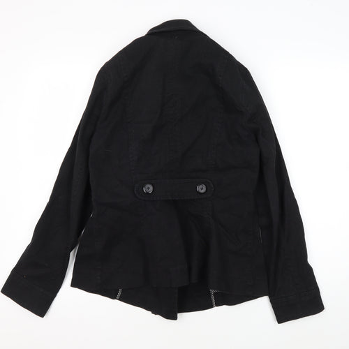 H&M Women's Black Cotton Pea Coat Jacket Size 14