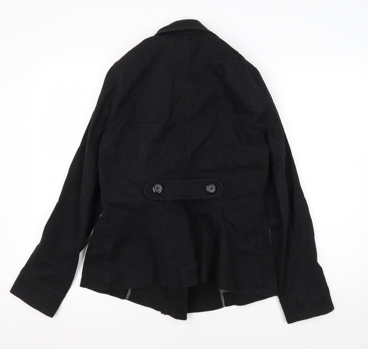 H&M Women's Black Cotton Pea Coat Jacket Size 14