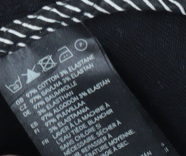 H&M Women's Black Cotton Pea Coat Jacket Size 14