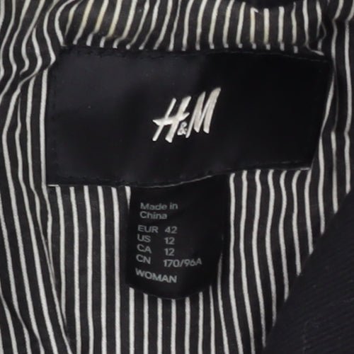 H&M Women's Black Cotton Pea Coat Jacket Size 14