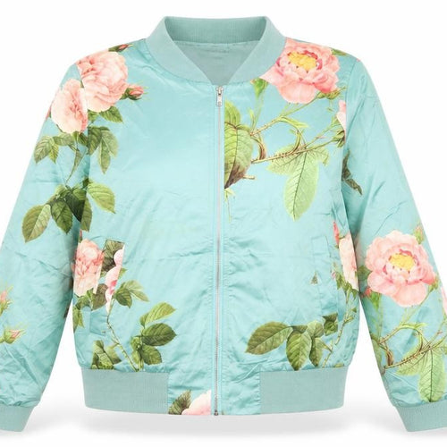 Charlie Holiday Women's Blue Floral Bomber Jacket Size 10