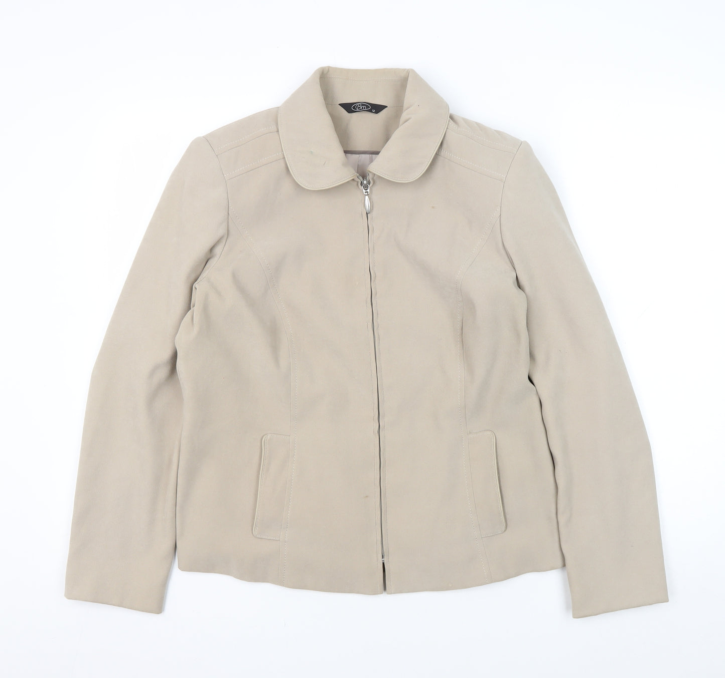 Bm Women's Beige Mid-Length Jacket, Size 12 - Stylish & Versatile