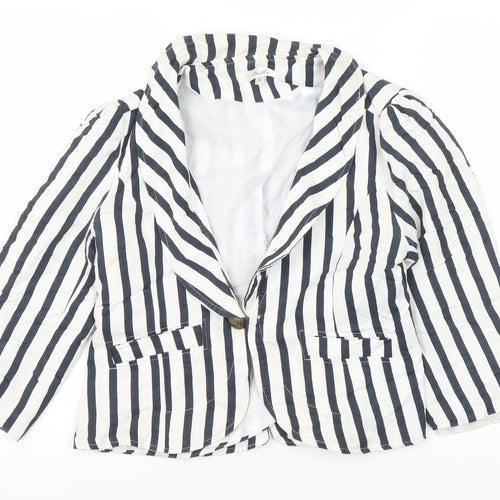 Stella Women's White Striped Blazer - Size L - Classic Style