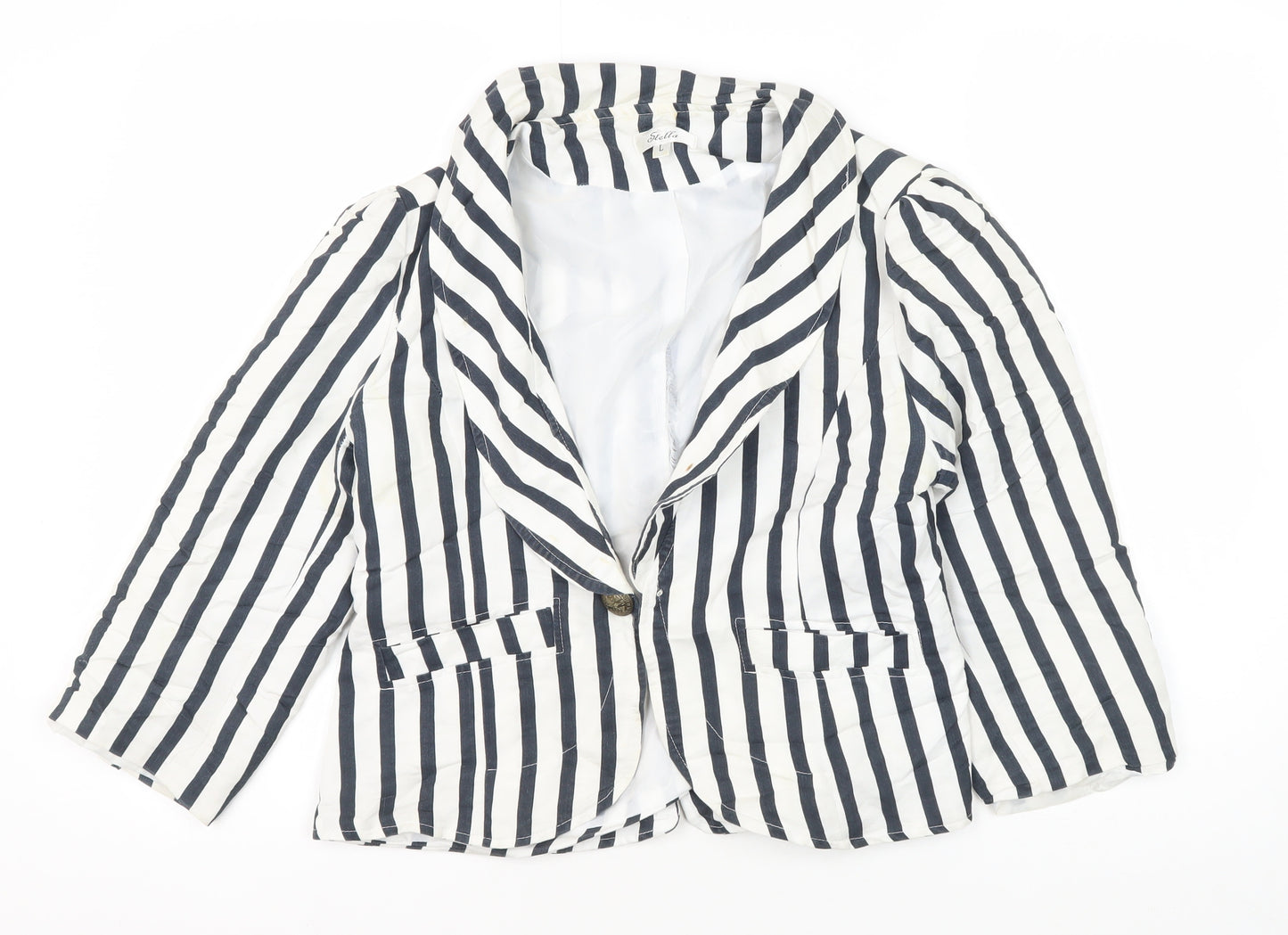 Stella Women's White Striped Blazer - Size L - Classic Style