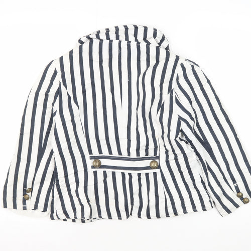 Stella Women's White Striped Blazer - Size L - Classic Style