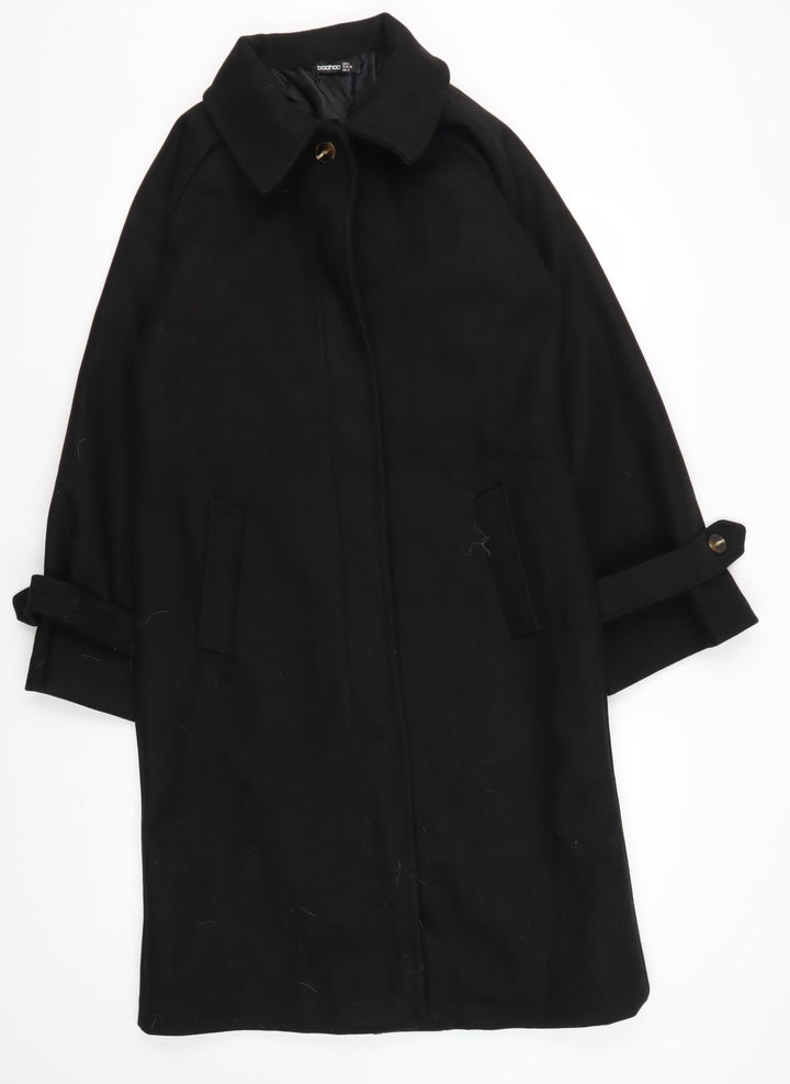 Boohoo Women's Black Cape Coat in Size 8