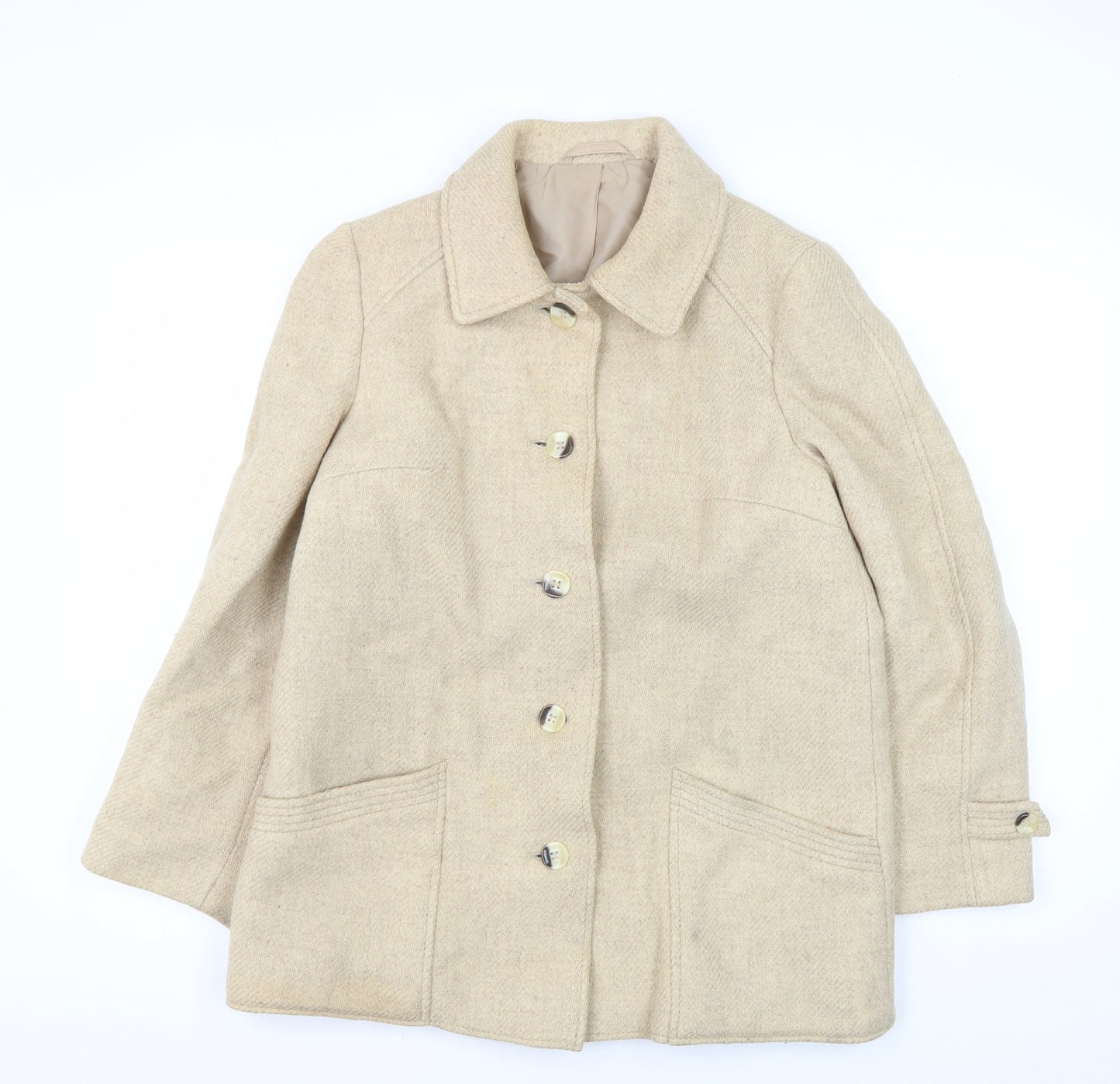 St Michael Women's Beige Wool Coat Size 14