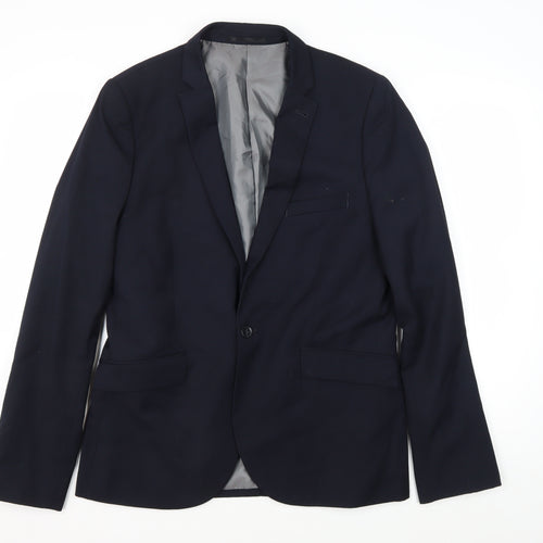 Topman Men's Blue Slim Blazer Size 40