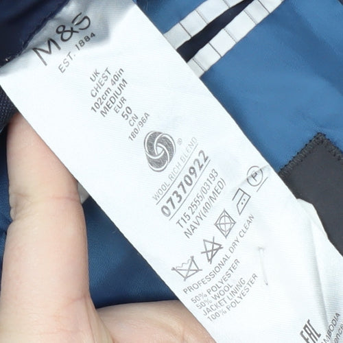 Marks and Spencer Men's Blue Blazer Medium 40 Regular Fit