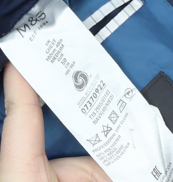 Marks and Spencer Men's Blue Blazer Medium 40 Regular Fit