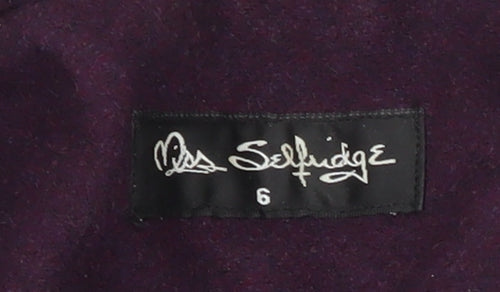 Miss Selfridge Women's Purple Buckle Coat Size 6
