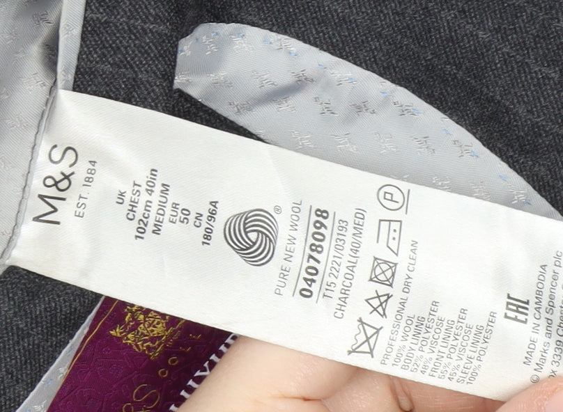 Marks and Spencer Men's Grey Wool Blazer 40R