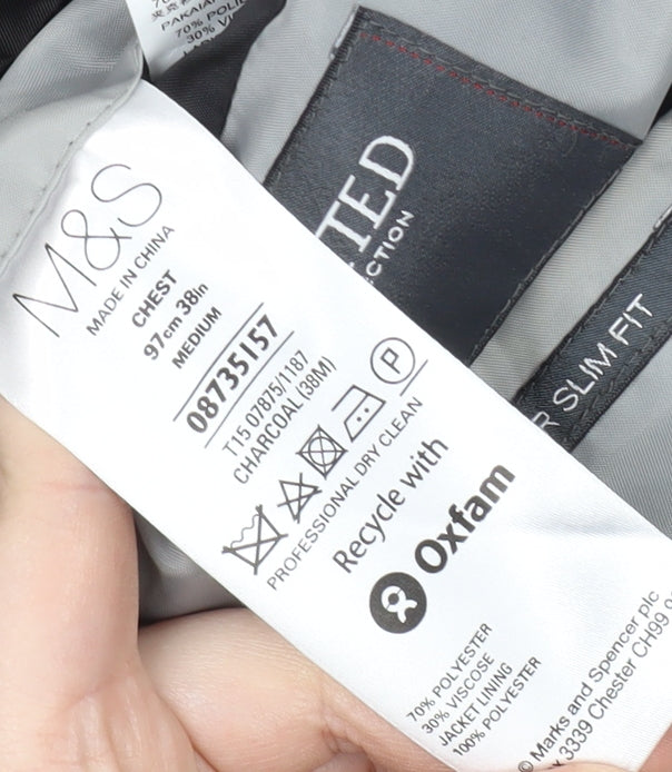 Marks and Spencer Men's Grey Extra Slim Fit Blazer 38R