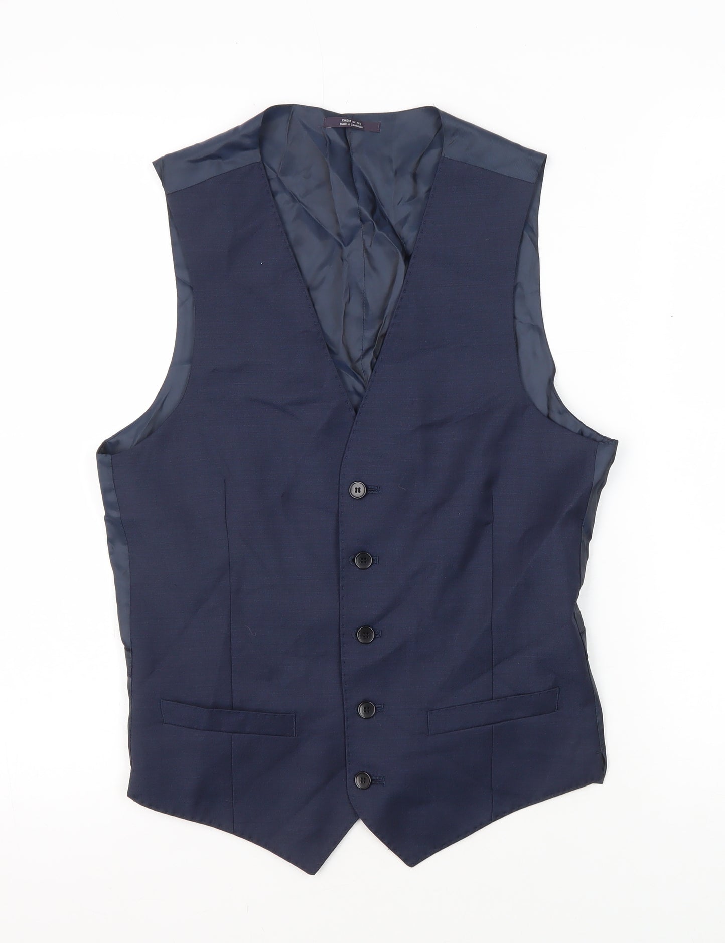 Marks and Spencer Blue 34R Men's Wool Waistcoat