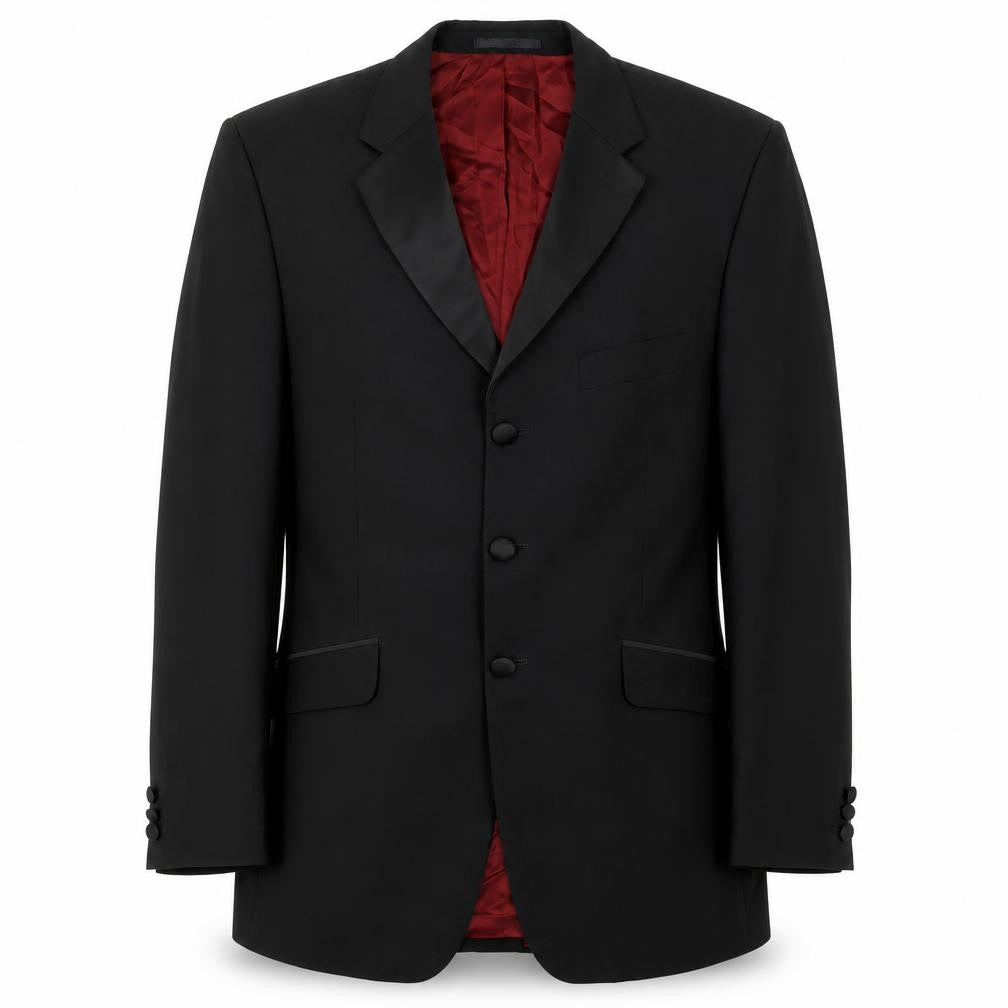 Front view of Burton Men's Black Tuxedo Blazer, 42 Regular Fit