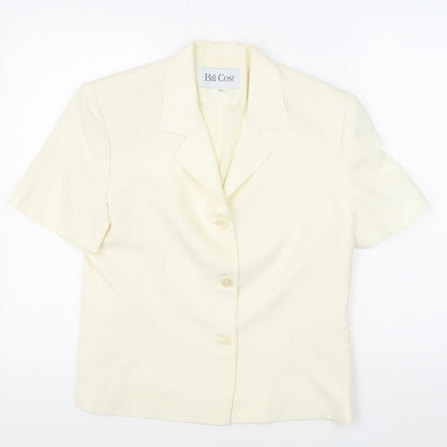 Bill Cost Womens Ivory Blazer Large Short Sleeve Notch Single-Breasted