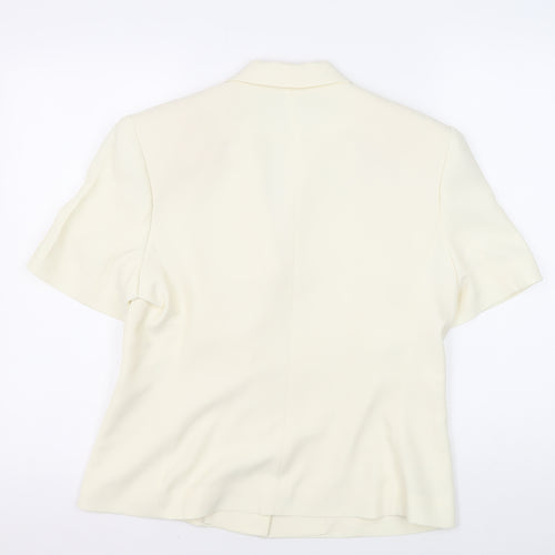 Bill Cost Womens Ivory Blazer Large Short Sleeve Notch Single-Breasted