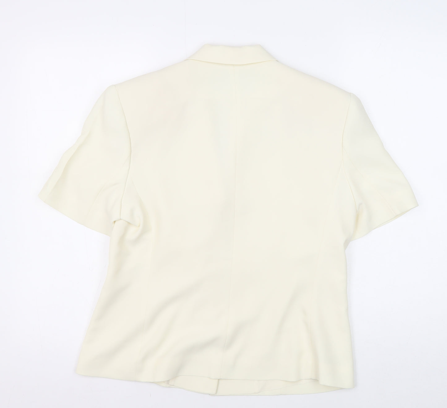 Bill Cost Womens Ivory Blazer Large Short Sleeve Notch Single-Breasted