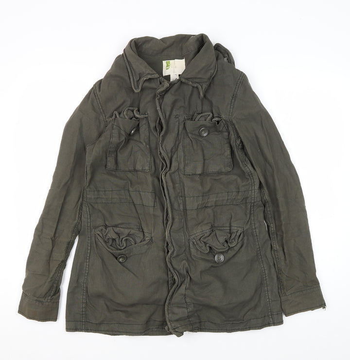 Women's Green Military Jacket, S, Linen-Cotton