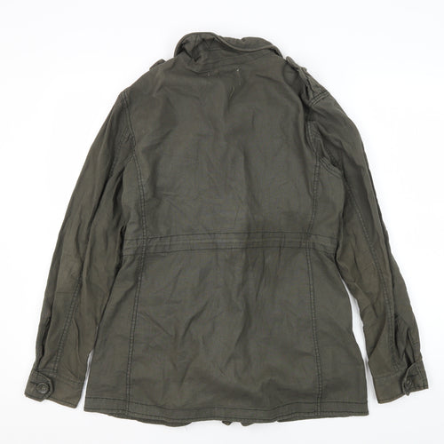 Women's Green Military Jacket, S, Linen-Cotton