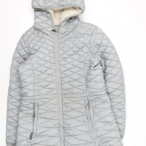 Steve Madden Women's Grey Puffer Jacket M Hooded Zipped