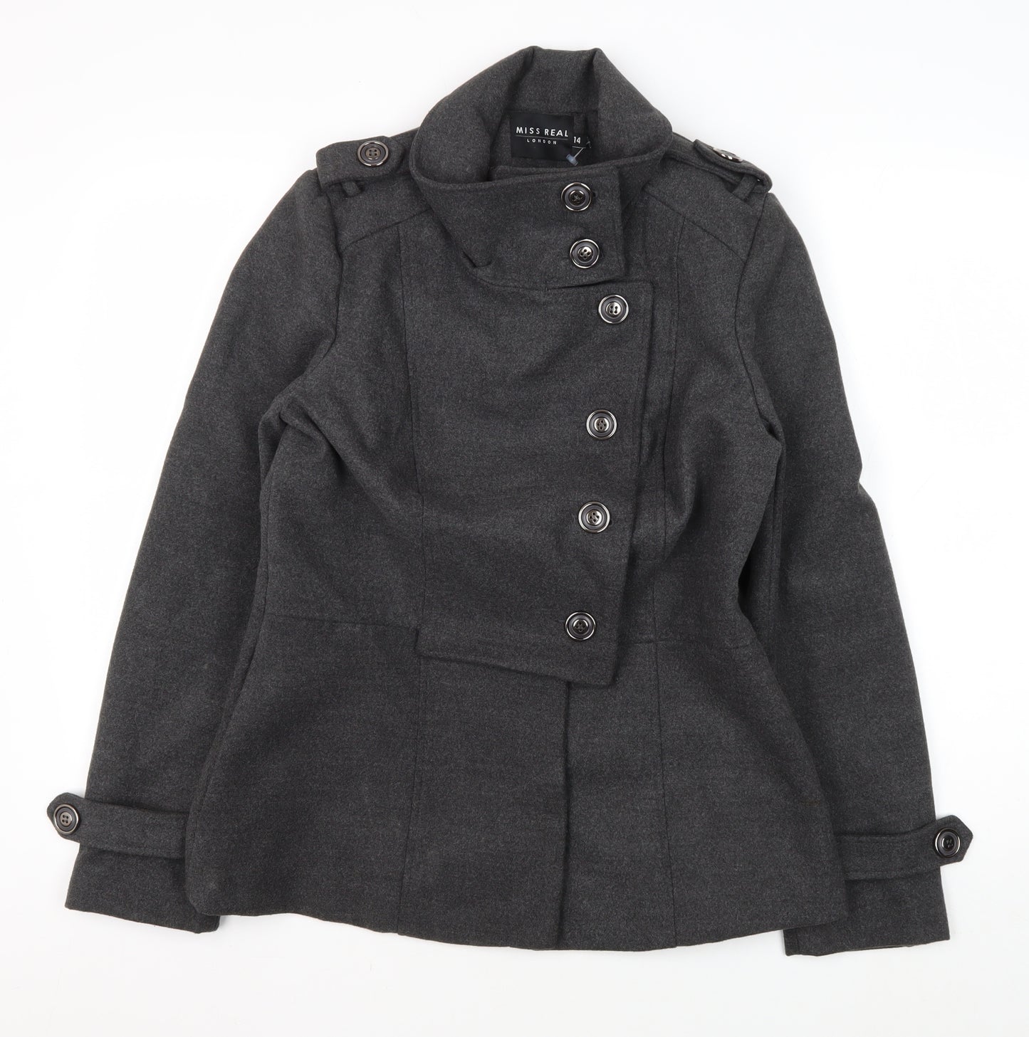 Miss Real Women's Black Wool Coat Size 14