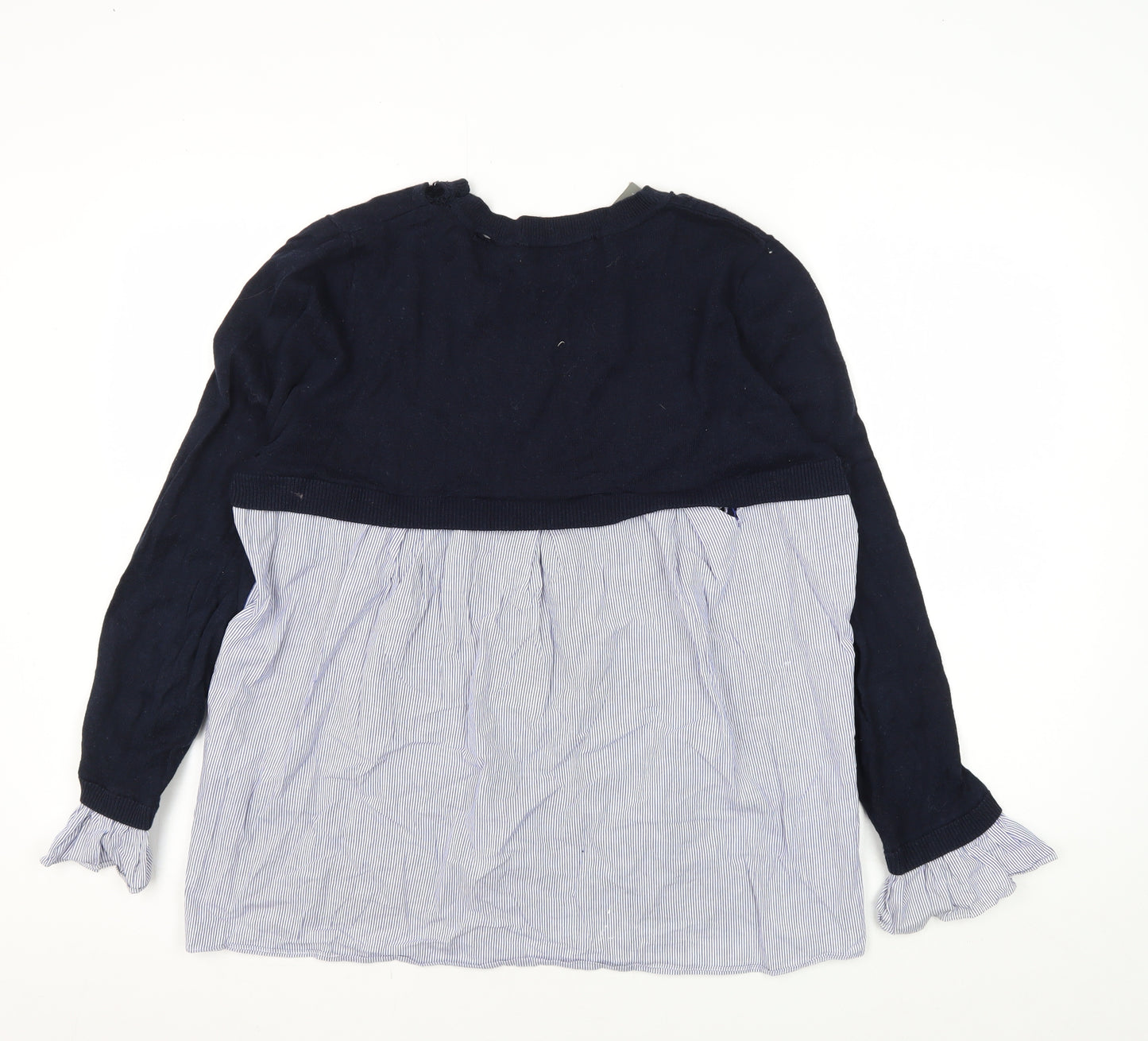 Oasis Women's Blue Crew Neck Striped Jumper - Size L