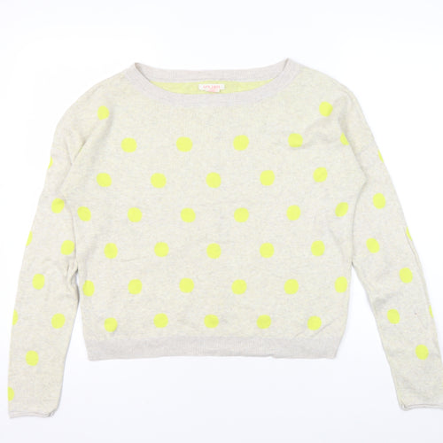 FOR THEE Women's Beige L Polka Dot Pullover Jumper