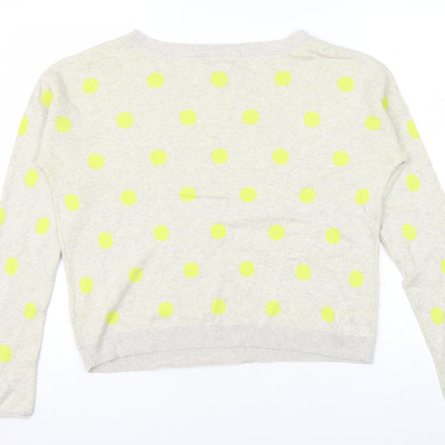 FOR THEE Women's Beige L Polka Dot Pullover Jumper
